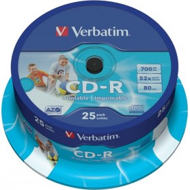 Verbatim CD-R Printables 52x 700MB (Tarrina 25 Uds)