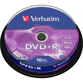 Verbatim DVD+R 16x 4.7GB (Tarrina 10 Uds)