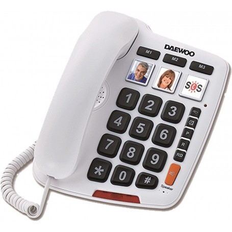 Teléfono sobremesa Daewoo DTC-760 manos libres teclas grandes blanco