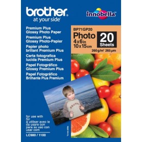Brother Papel fotográfico Premium Plus Glossy. 20 hojas tamaño 10 x 15 cm de 260g/m2