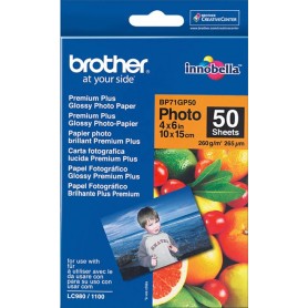 Brother Papel fotográfico Premium Plus Glossy. 50 hojas tamaño 10 x 15 cm de 260g/m2