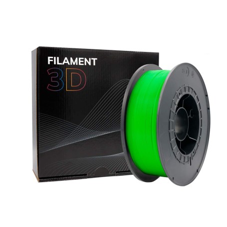Filamento 3D PLA - Diámetro 1.75mm - Bobina 1kg - Verde fluorescente