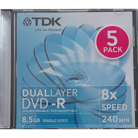 TDK DVD-R DOBLE CAPA PACK 5