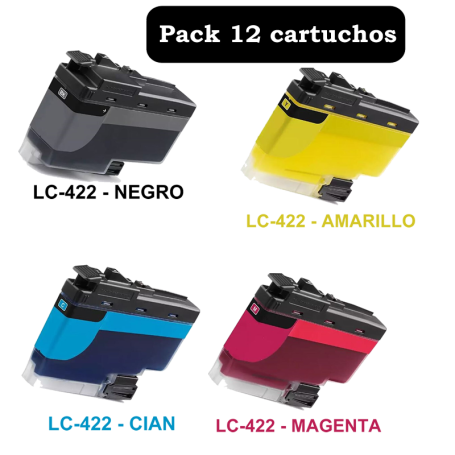 BROTHER LC422 XL PACK 12 COMPATIBLE